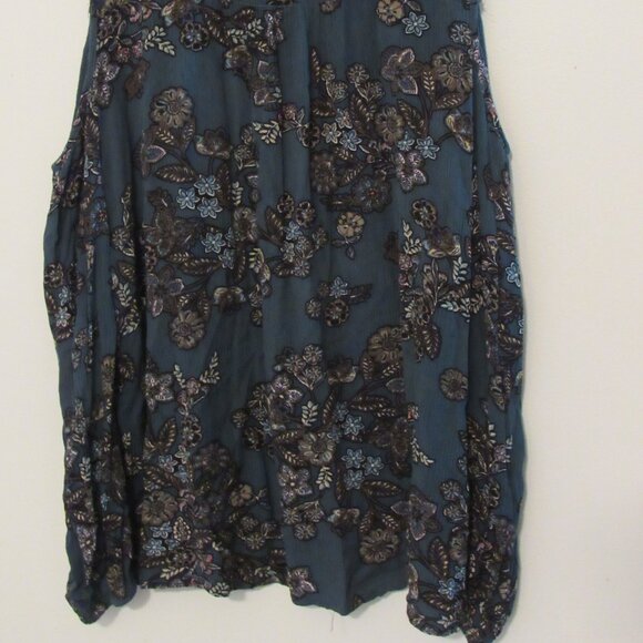 Miss Me Womens Cold Shoulder Blouse Small Long Sleeve Blue Floral Print Elegant - Picture 5 of 7